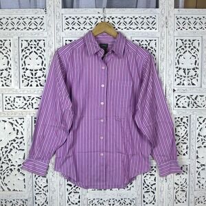 L.L.Bean Shirt Womens Multicolor Striped Button Down Oxford Pocket Sz XS